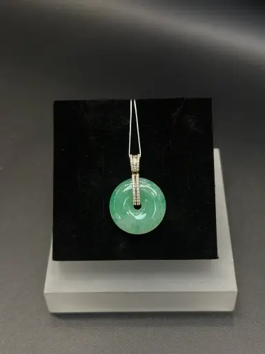 冰青種18k玫瑰金鑽石玉扣